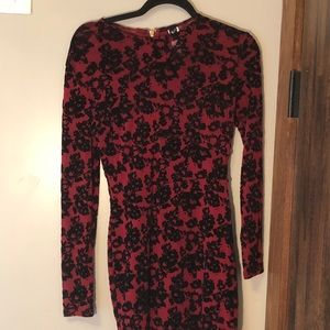 Red dress with black roses. Size 6 from Windsor